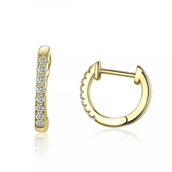 14K Gold Plated Huggie / Hoop Earrings - Picture 1 of 8